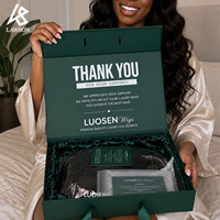 Boîtes d'emballage pour extensions de cheveux avec logo imprimé personnalisé, boîte à perruque en carton magnétique avec ruban