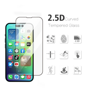 Protection d'écran en verre trempé anti-rayures 9H 2.5D pleine couverture effet soie pour iPhone 16 17 Pro Max – Accessoire de téléphone portable - Product Image 2