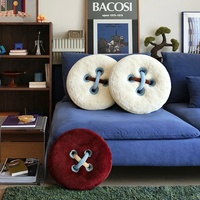 Großhandel Runde Knopfkissen Weiche Plüsch Dekorative Kissen Vintage Luxus Zierkissen für Sofa Bett Fensterbank Heimdekoration