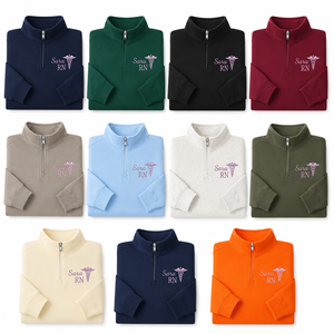 Sweat-shirt d'hiver personnalisé pour infirmière, broderie logo sur mesure, motif battement <span class=keywords><strong>de</strong></span> cœur et caducée, pull écologique pour le secteur médical - Product Image 4