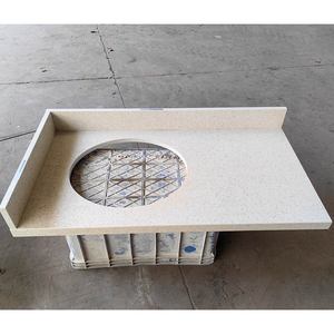 Comptoirs en quartz blanc neige Goldtop OEM luxueux 2005, design moderne de haute qualité pour hôtels, conception de modèle 3D, surface polie - Product Image 3