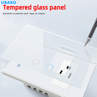 Interruptor Inteligente WiFi UBARO Smart Life de 2 Canales, Panel Táctil de Vidrio Templado, Control por Voz (Alexa/Google Home), Material de PC Ignífugo