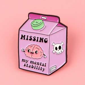 Cartoon Brain Thought Emaille Pin Abzeichen Niedliche lustige Metall Handwerk für Rucksäcke für Mental Health Awareness Brosche Geschenke für - Product Image 2