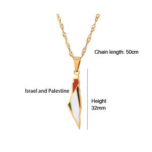 Chaîne multi-mode en acier inoxydable or 18 carats pays afghanistan egypte <span class=keywords><strong>iran</strong></span> mexique carte drapeau pendentif collier bijoux pour femmes - Product Image 4
