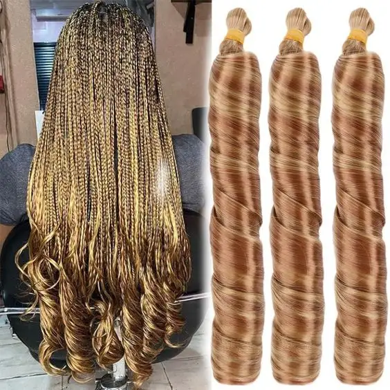 150g Display Loose Body Wave Pony Estilo Spiral Curl Crochet Braid Francês Curls Extensões de cabelo sintético Curly Braiding Hair