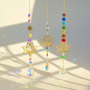 Honor of crystal Rainbow Chaser Pressed Flowers Hanging Crystal Wind Chime Charms