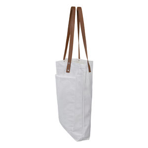 Borsa da 12 once per sublimazione di nuovo arrivo con piccola tasca personalizzata in bianco di grande capacità per lo Shopping in pelle sintetica borsa a mano - Product Image 5