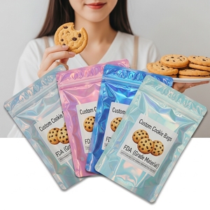 FDA Food Grade Plastic Cookie Sachets Resealable Zipper Holographic Glossy Printing Biscuit Packaging ISO Certified OEM Accept - Product Image 2