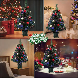 Árbol de Navidad Artificial de Mesa de 90 cm Preiluminado con Fibra Óptica de PVC, Decoraciones Ecológicas con Bolas Bobo para Fiestas en Casa - Product Image 6