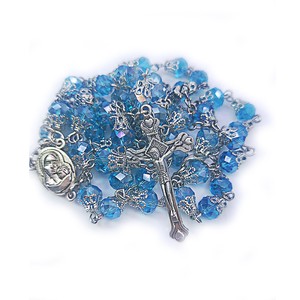 Rosario de Cristal de <span class=keywords><strong>Jerusalén</strong></span> - Cuentas Facetadas de 8mm, Colgante de Cruz de Madera de Olivo, Chapado en Plata Antigua, Collar Religioso Católico - Product Image 4