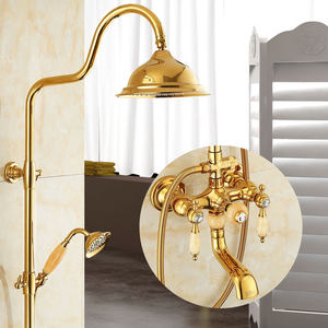 LONGSTAR Ensemble de pommeau de <span class=keywords><strong>douche</strong></span> de luxe en laiton rétro léger Pomme de <span class=keywords><strong>douche</strong></span> pressurisée Appareil de bain - Product Image 2