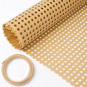 Feuille de rotin en polyéthylène PE de couleur naturelle, tapis flexible en rouleau, matière première pour meubles en osier, résistant aux intempéries - Product Image 1