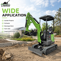 Mini-excavatrice compacte LAWNIO 18L avec cabine, 1,4 tonne, commande par pilotage, chenilles en caoutchouc, pour travaux en espace restreint, usage professionnel