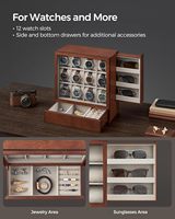 Boîte à montres en bois à 12 emplacements avec fenêtre, boîte à montres en bois de luxe et boîte à montres de prestige en bois