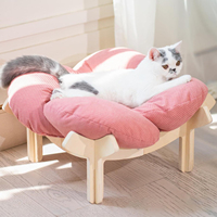 Lit pour chat rectangulaire moderne de luxe surélevé en tissu, coussin moelleux, canapé d'intérieur pour animaux de compagnie, fauteuil lounge surélevé pour chats