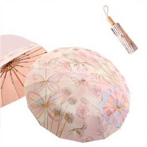 Sombrilla Plegable de Alta Gama para Mujer, de 16 Varillas, Doble, Resistente al Viento, Protección UV, Impermeable, de Doble Uso - Product Image 1