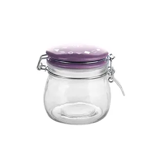 Wholesale Low Price 500ml Glass Container Vacuum Glass Storage Jar With Ceramic Lid Jar Seal Lid Custom Heat-resistant Glass Jar