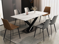 Table à manger de cuisine en marbre artificiel, table rectangulaire, de luxe unique, 6 places
