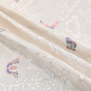 EN STOCK papillon fleur blanc imitation chanson brocart or style ancien Hanfu cheongsam Tang tissu jacquard - Product Image 2