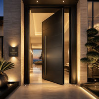 Porte d'entrée principale extérieure pivotante en aluminium de luxe haute performance avec serrure intelligente biométrique pour villa moderne, haute sécurité, ignifuge