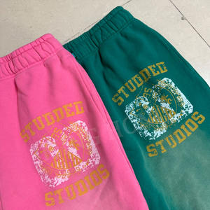 Pantalon de jogging imprimé Dtg personnalisé coton français lourd Streetwear pantalon de survêtement évasé lavé à l'acide - Product Image 5