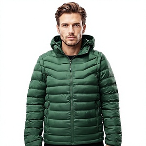 Blouson matelassé blanc à capuche pour femme, léger, coupe-vent, fermeture éclair sur le devant, manteau d'hiver décontracté, couleur unie, coupe ajustée, polyester, polaire - Product Image 1