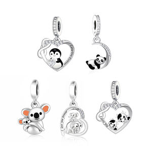 Abalorios Pan de Plata de Ley 925 para Pulseras Originales: Pingüino, Vaca, Panda, Canguro, Elefante para Creación de Joyas de Navidad 2022 - Product Image 1