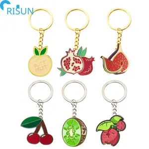 Vente en gros Figue Fruit Porte-clés Logo personnalisé Raisin Kiwi Grenade Citron Pêche Porte-clés Porte-clés en émail dur doux Porte-clés