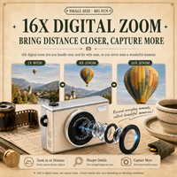 Mini caméra portable compacte, format poche, avec sangle de cou, légère, pour photographie de voyage, caméra miniature.