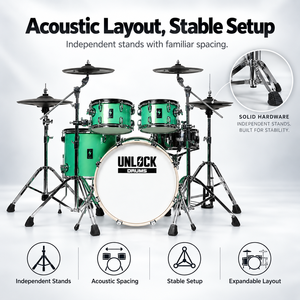 Kit de Batería Electrónica Premium con Soportes Independientes, Cascos de Madera de Tamaño Completo, Caja Digital y Platillos Grandes - Product Image 4