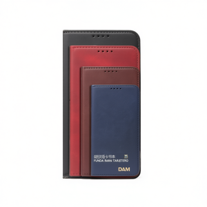 Funda tipo libro con tarjetero magnético DAM para iPhone 14 con soporte y protección de gel - Product Image 1