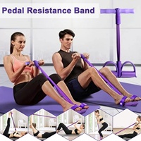 Banda de Resistencia Multifuncional con Cuerda de Tensión para Ejercicio de Yoga, Cuerda Elástica de 4 Tubos con Pedal
