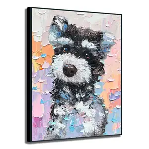 Peinture à l'huile peinte à la main professionnelle originale sur toile de chien pour la décoration murale de la maison