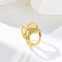 Bague Sculpturale Entrelacée Bicolore Or et Argent Personnalisée pour Femme en Acier Inoxydable 316L, Double Bande Entrelacée, Nœud Croisé, Bijou