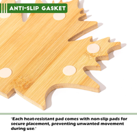 Sous-plats en bambou réutilisables écologiques personnalisés, grands sous-plats résistants à la chaleur, ensemble de sous-plats, design feuille d'érable pour table à manger