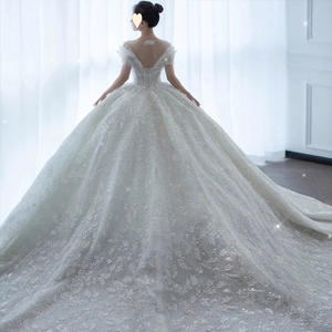 Elegantes Luxus-Brautkleid Böhmisches Ballkleid Schwere Arbeit Gaze Kapelle Zug boden lang Neu - Product Image 5