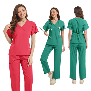 Conjuntos de Top y pantalones de Hospital de moda de alta calidad para mujer, uniforme de enfermería con logotipo personalizado, Spa médico, uniformes elásticos de 2 piezas - Product Image 3