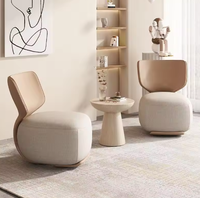 Fauteuil Ergonomique Moderne Pivotant en Coton et Lin de Luxe avec Dossier Rotatif, Meuble Métallique pour Chambre et Salon