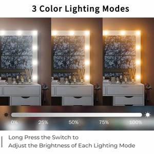 Table de maquillage moderne en <span class=keywords><strong>bois</strong></span> en gros avec grand miroir LED et tiroirs, miroir de <span class=keywords><strong>coiffeuse</strong></span> é<span class=keywords><strong>clair</strong></span>é, table de maquillage pour chambre à coucher - Product Image 3