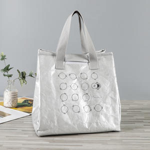 Personalizado plegable superior reutilizable impermeable aislado refrigerador congelable marrón papel Tyvek bolsa de almuerzo para las mujeres bolsa de almuerzo aislada - Product Image 6