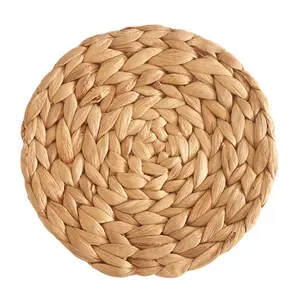 Natural Round Water Hyacinth Woven Placemats Rattan Placemats Round Placemats Heat Resistant