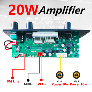 2x10W pour carte décodeur audio en plastique 5.0 USB TF FM AUX avec prise en charge WAV/FLAC, lecture de fichiers et enregistrement d'appels 3.7V-5V - Product Image 2