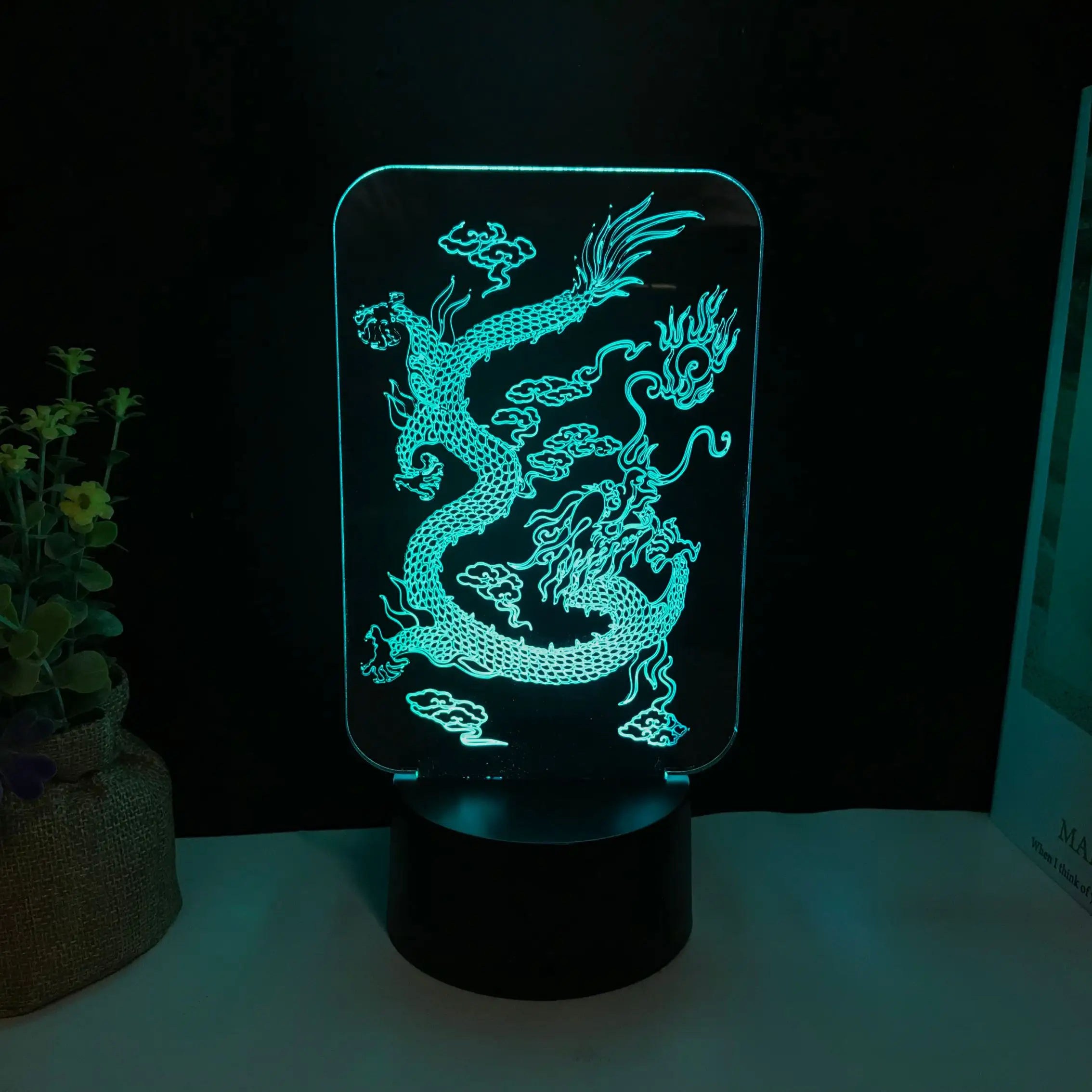 Custom sitting room decoration colorful dragon touch strange led laight for room