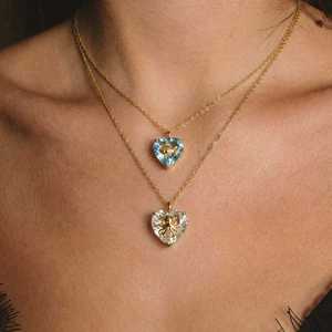 Collar con Colgante <span class=keywords><strong>de</strong></span> Corazón <span class=keywords><strong>de</strong></span> Cristal con 12 Piedras <span class=keywords><strong>de</strong></span> Nacimiento, Mini Animal Marino, <span class=keywords><strong>Cadena</strong></span> Delgada Dorada para Mujer, Joyería con Tema Oceánico para Cumpleaños - Product Image 4