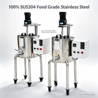 Cuve de mélange industrielle en acier inoxydable SUS304 avec roues, agitateur chauffant électrique à double enveloppe pour savon liquide, produits chimiques et alimentaires