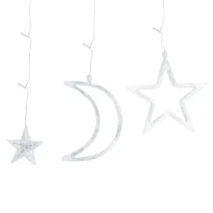 Guirlande lumineuse solaire, 12 lumières en forme d'étoiles et de lunes, blanc chaud, 6m, idéale pour décorer l'extérieur et créer - Product Image 3