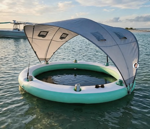 Piscine gonflable flottante avec auvent et fond en maille, hamac aquatique pour lac, rivière, océan - Product Image 2