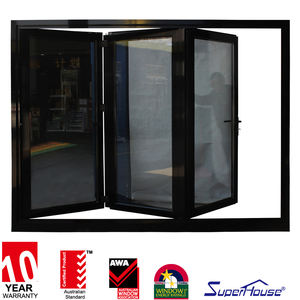 ประตูกระจกด้านนอกพับสองด้านสำหรับระเบียงบ้าน, กระเป๋ากระจกอลูมิเนียมบานเลื่อนประตูโรงรถสำหรับงานหนัก - Product Image 4