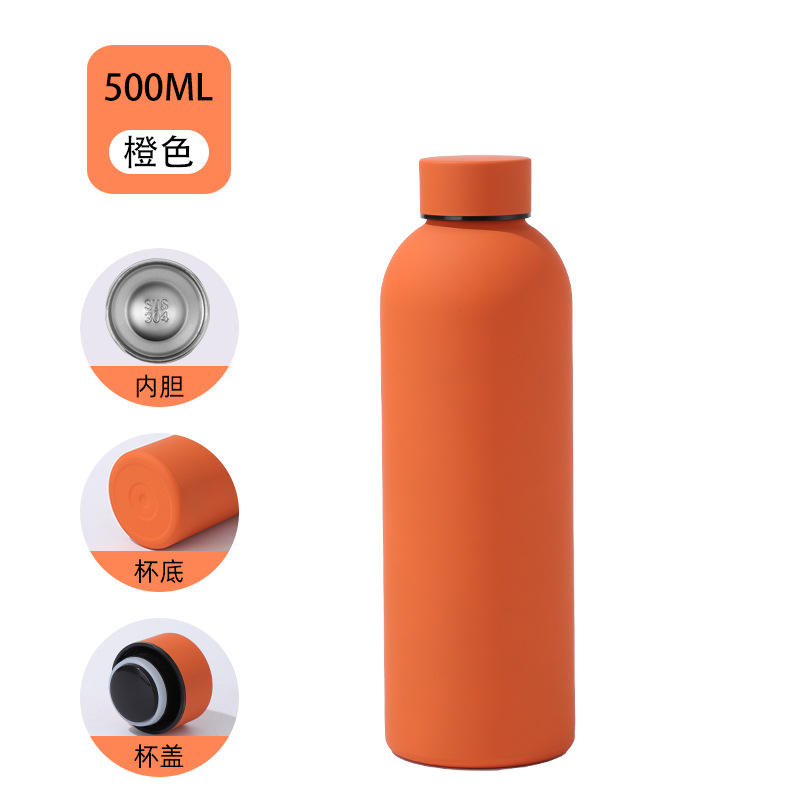 Small-mouthed bottle, orange rubber paint
