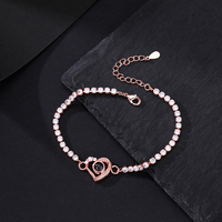 Bracelet tennis en argent sterling 925 plaqué rhodium avec zircone cubique, plaqué or, cadeau pour femme